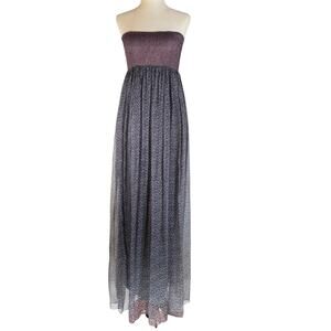 Womens Pinko Smocked Strapless Silk Floral Maxi Dress S Evening Party Cocktail